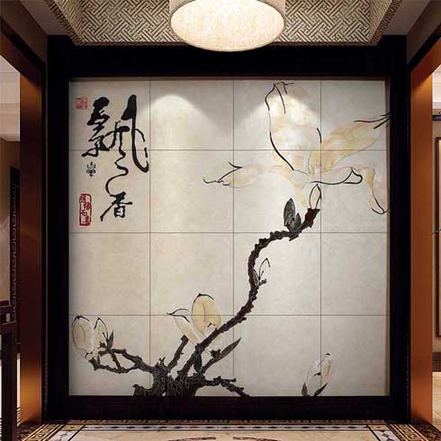 雅素麗藝術背景墻磚產品-雅素麗水刀鑲嵌背景墻系列-飄香