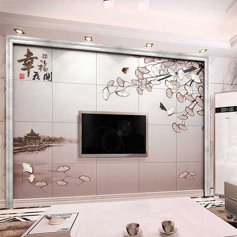 雅素麗藝術背景墻磚產品-雅素麗水刀鑲嵌背景墻系列-幸福花開