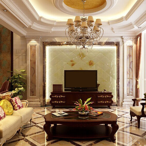 翡御石業新型石材-家庭客廳效果
