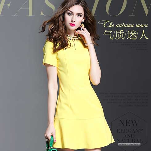 YOUYIKU女裝-優雅荷葉邊連衣裙