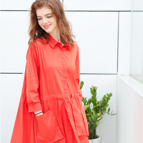 歐米媞女裝-紅色休閑風衣