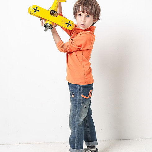 巴貝豆童裝-橙色休閑衛衣