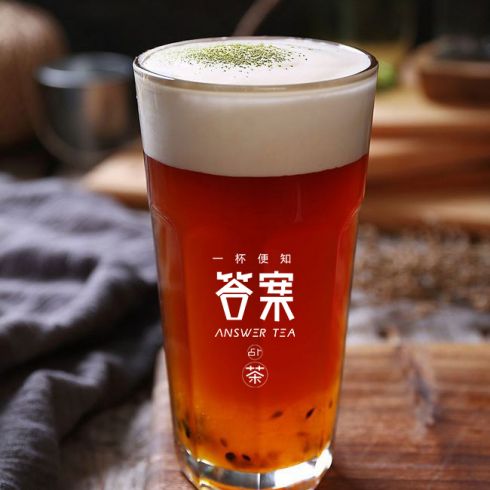 答案占卜茶-靜風抹茶奶蓋茶