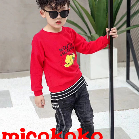 米可童裝-紅色卡通圓領衛衣