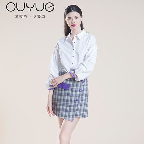 歐玥時尚女裝-不規則毛呢半身裙套裝