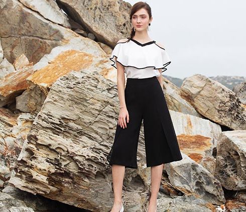 BLSS布倫圣絲-黑白闊腿褲套裝